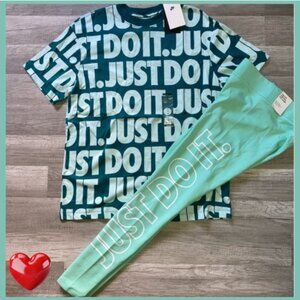 NWT NIKE JUST DO IT MATCHING SET WOMENS SIZE M TSHIRT LEGGINGS OUTFIT